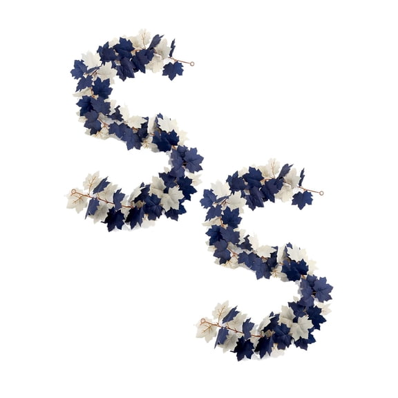 Halloween Blue&White Maple Leaf Garland Artificial Fall Leaves Vine Decor 68.9 in Blue