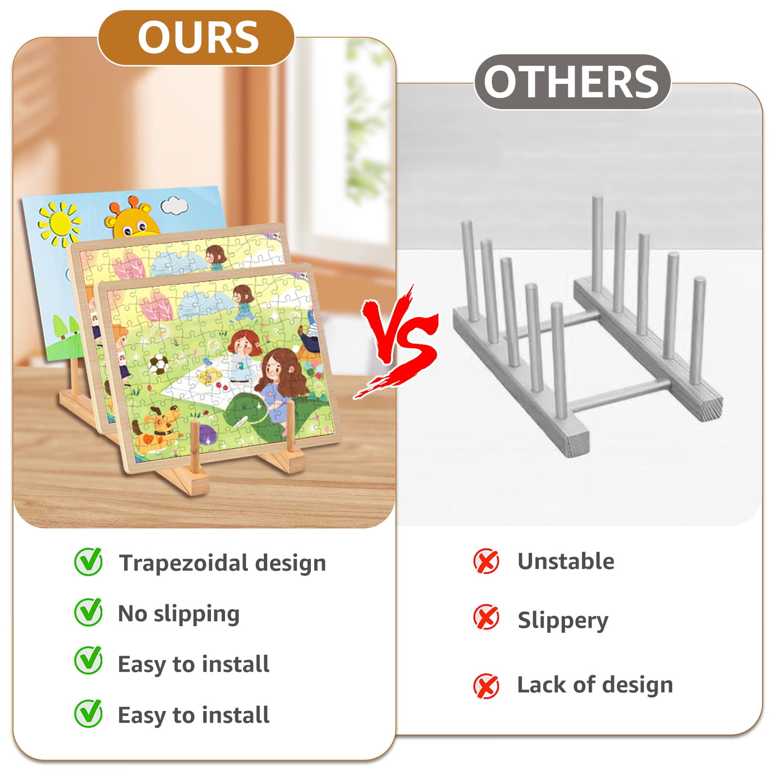 Pcapzz 3Pcs Wooden Puzzle Storage Rack Jigsaw Puzzle Holder Rack for Puzzle Easel Board Wood Puzzle Display Stand 11.8×4.5×7.4 In Puzzle Rack Organizer for Craft Collection Lover