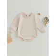 thumbnail image 2 of Wassery Baby Girls Sweatshirt Romper Solid Color Long Sleeve Jumpsuit Bodysuits with One Kangaroo Pocket 6M 12M 18M 24M Infant Fall Clothes, 2 of 9
