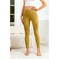 thumbnail image 3 of CALIPESSA Womens Yellow Crease Detail Skinny Leggings Elastic Waist Casual Solid Pencil Pants, 3 of 5