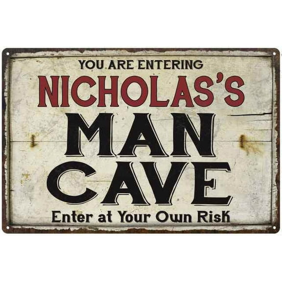 NICHOLAS'S Man Cave Sign Rustic Garage Decor Gift 8x12 Metal 108120035067