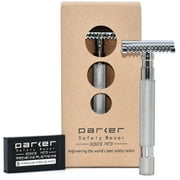 Parker Safety Razor 68S Stainless Steel Handle Double Edge Safety Razor with 5 Parker Razor Blades