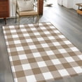 thumbnail image 4 of 3x5 Washable Area Rug, Pastoral Style Non-Slip Rectangle Rug for Living Room Bedroom, Light Brown Lattice Indoor Low Pile Floor Mat for Home Decor, 4 of 9