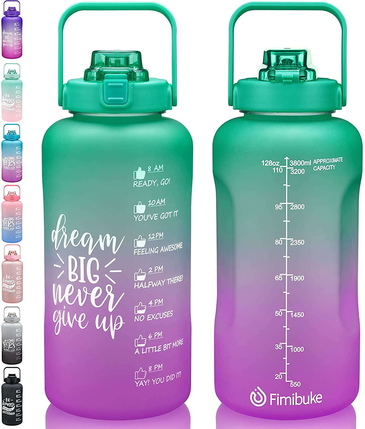 BPA Free Large Motivational One Gallon Water Jug Leakproof Tritan 128 oz Big Gym Sport Water Bottle to Keep Women Men Father Drink Enough Water Daily 1 Gallon Water Bottle with Time Marker & Straw 