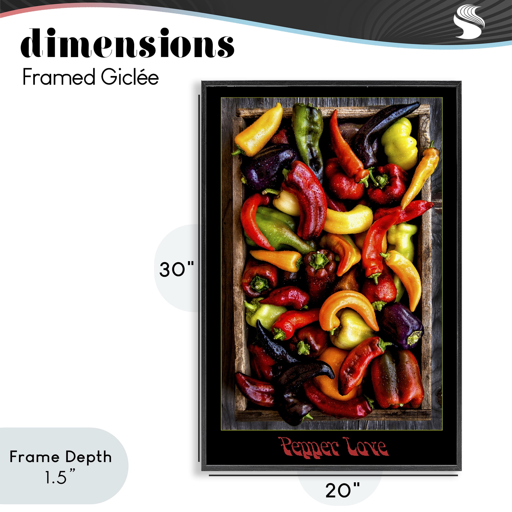 Stupell Industries Pepper Love Vibrant Vegetables Black Framed Giclee Art, design by Carl Kravats