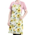 thumbnail image 5 of White Green Leaf Sunflower Pattern Apron-Garden Aprons for Women with Pockets-Cotton Linen Waterproof Kitchen Cooking Gardening Aprons Adjustable for Kitchen,Cooking,BBQ and Salon 33x27 Inch, 5 of 7