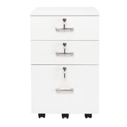 Ktaxon 3-Drawer Rolling Wood File Cabinet with Lock, Portable Vertical Mobile Wooden Storage Filing Cabinet for Home Office,White