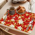 thumbnail image 3 of Yellow Red Flowers Placemats Set of 8 Spring Floral Bird Luxury Place Mats Indoor Wipeable Table Mats Washable Cloth Dining Table Placemats for Kitchen Holiday Party Home Decor 13x19 Inch, 3 of 9
