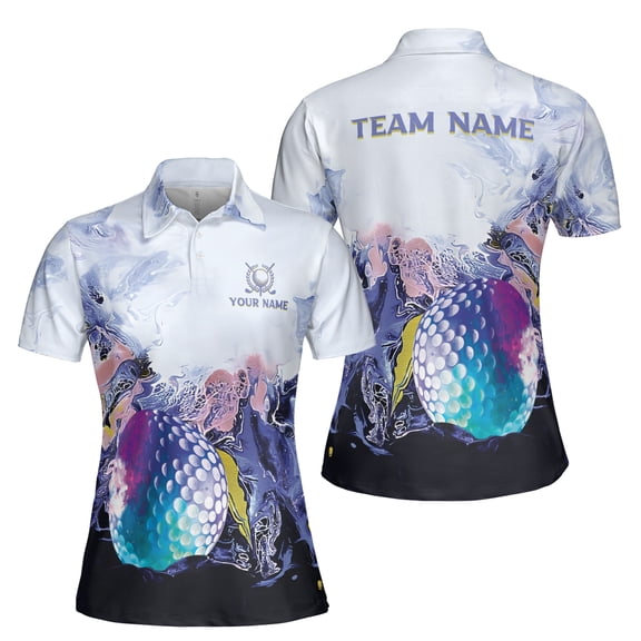 Customized Golf Lover Team Cool Tone Watercolor Women's Polo Shirt S-5XL