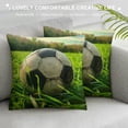 thumbnail image 3 of Fenyluxe Decorative Couch Throw Pillow Covers, Square Set Cushion Case, Soft Couch Pillow Covers - Green Grass Soccer 18x18in, 3 of 5