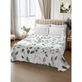 thumbnail image 3 of Full Size Flat Sheet Only, Eucalyptus Leaves Soft Brushed Microfiber Bed Sheets, Watercolor Summer Botanical Green Hotel Quality Breathable Bedding Top Sheet, Easy Care, 81"x96", 3 of 9