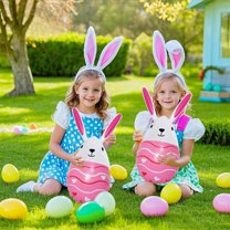 Uxgjfwu Inflatable Easter Egg Decoration for Courtyard, Large PVC Blow Up Easter Egg and Bunny Balloon, Festive Outdoor Inflatable Toy for Spring Holiday and Garden Party