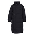 thumbnail image 4 of Women's Mid-Length Down Cotton Jacket, Knee-Length Thickened Winter Coat with Hood and Pockets,Warm Parka Style Outerwear,Fashion Longline Puffer Coat for Women,Trendy Oversized Winter Jacket Black L, 4 of 5