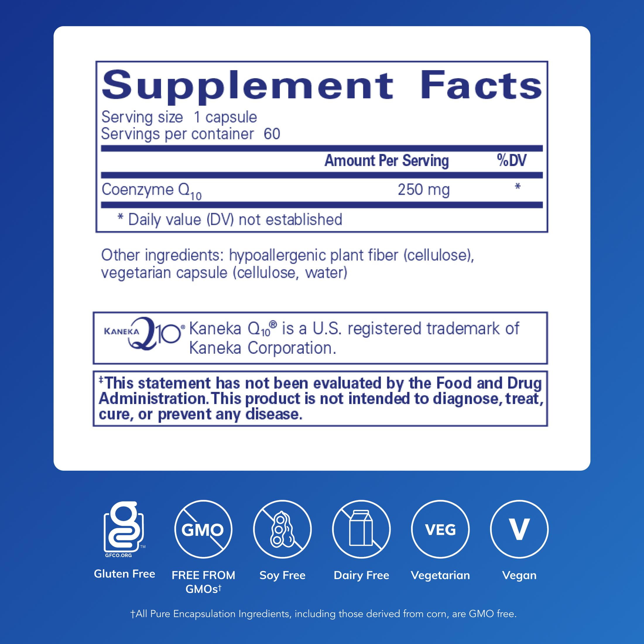 Pure Encapsulations CoQ10 - 250 mg CoQ10 - Brain Support Supplement* - Mitochondrial & Cellular Energy Support* - Non-GMO & Vegetarian - 60 Capsules