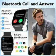 New Smart Watch Fits for Android and IPhone, 1.85 inch Fitness Tracker, Men Womens Smartwatch with Answer/Make Calls/Message Reminder/112+ Sports Modes, IP68 Waterproof, for Gift Black