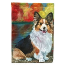 Carolines Treasures 7294GF Corgi by the lake Garden Flag Garden Size multicolor