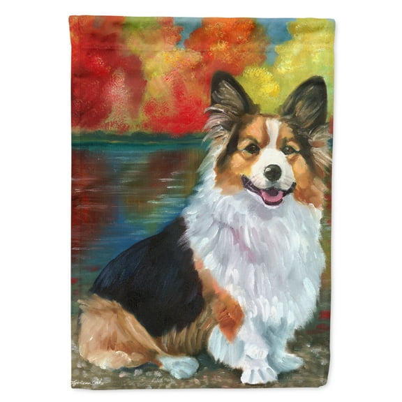 Carolines Treasures 7294GF Corgi by the lake Garden Flag Garden Size multicolor