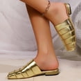 thumbnail image 5 of HAOTAGS Women Mule Slides Flat,Breathable Square Toe Pump Slide On Summer Shoes Gold 9, 5 of 9