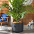 thumbnail image 2 of SAFAVIEH Nardo 23" x 23" x 18" Cylinder Black Ficonstone Solid Plant Pot, 2 of 7