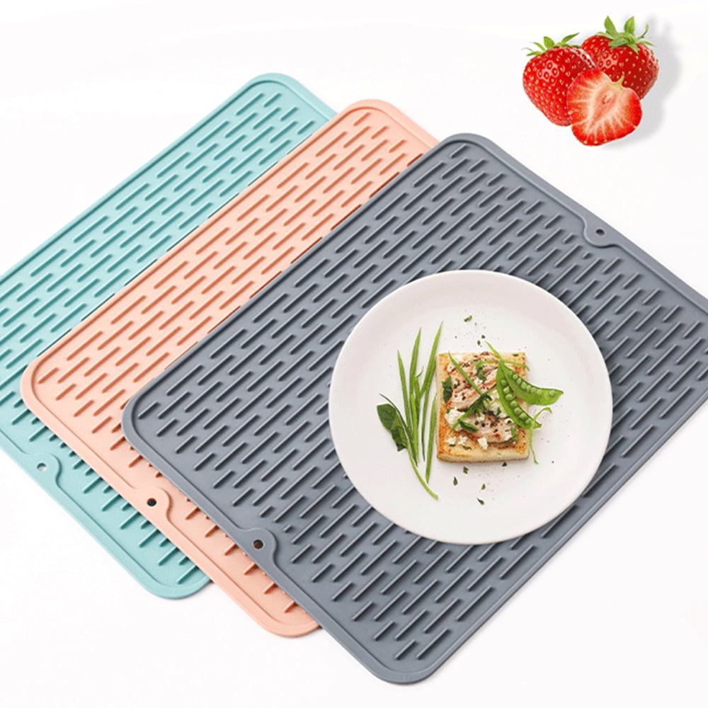 Silicone Dish Drying Mat for Multiple Usage, Easy Clean, Eco-Friendly  Heat-resistant Silicone Mat for Kitchen Counter or Sink, Refrigerator or Drawer  Liner - Compact Storage 