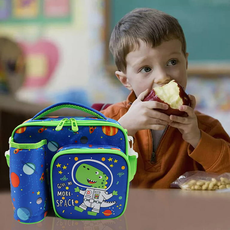 FlowFly Kids Double Decker Cooler Insulated Lunch Bag Large Tote for Boys,  Girls, Men, Women, With Adjustable Strap, Dinosaur