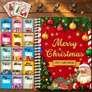 Christmas Gift Card Book for Adults, Christmas Notebook Card Book, Merry Christmas Holiday Organizer Journal with Santa Tree Cover, Bound Keepsake for Cards and Lists