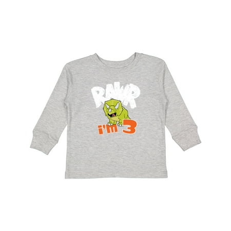 

Inktastic RAWR I m 3! Baby Triceratops Gift Toddler Boy or Toddler Girl Long Sleeve T-Shirt