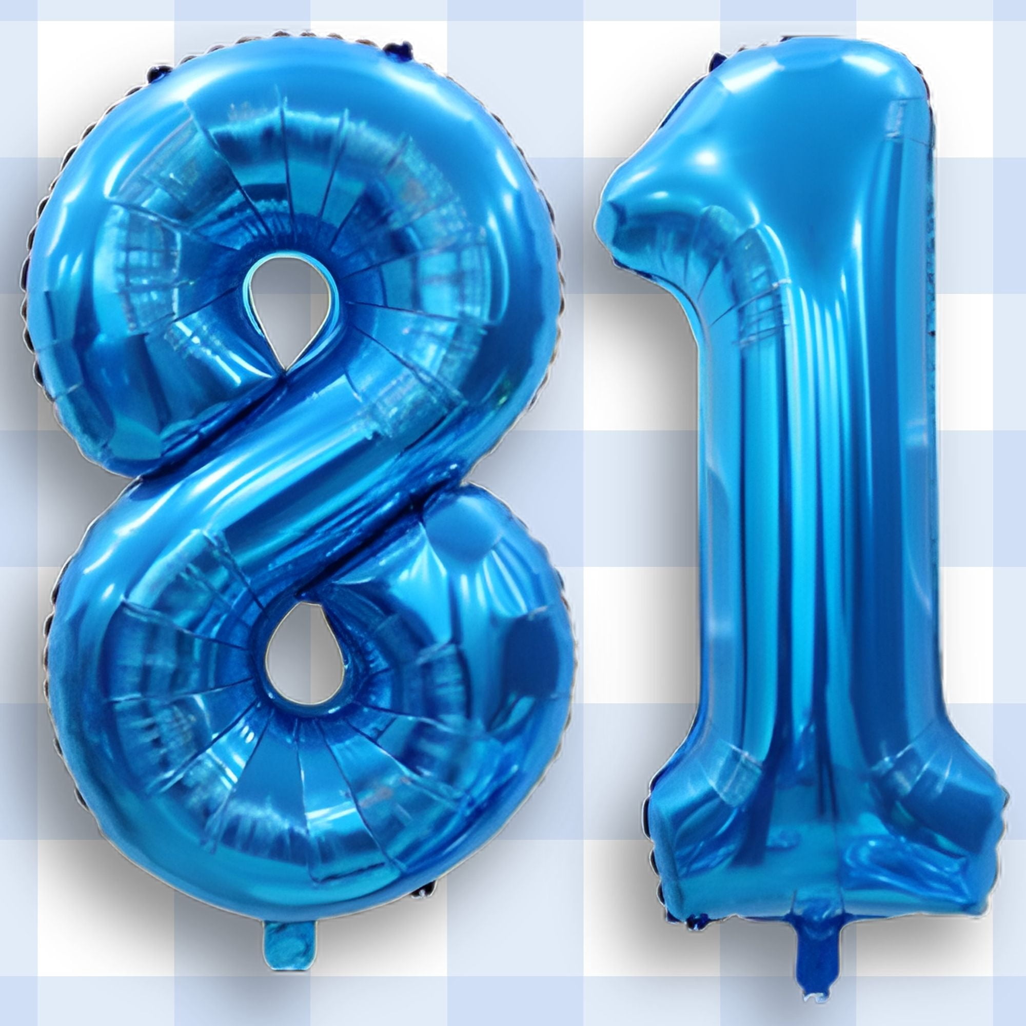 Blue Number 81 Balloon 40 - Mylar Foil Helium or Air Inflatable Metallic Numeral Balloons for 81st Birthday Party Men & Women Photo Shoot Decor