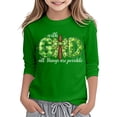 thumbnail image 4 of Little Girls' Shirts Long Sleeve Top St. Day Graphic Print Crew Neck Casual Shirt Top Size 6-7T ,Green, 4 of 4
