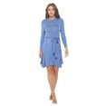 thumbnail image 3 of Denim X-Large Size Women's Long Sleeve Midi Cocktail Dress, Round Neck, Sexy, for Formal, Wedding Guest, Party, 3 of 6