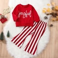 thumbnail image 4 of Daqian Toddler Baby Girl Christmas Outfit Long Sleeve Sweatshirt Top Bell Bottoms Pants Set Baby Christmas Clothes Toddlers Girls Clothes Clearance Red 3-4 Years, 4 of 7