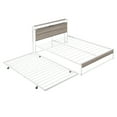 thumbnail image 4 of Full Size Platform Bed Frame, Metal Platform Bed with Trundle, USB Ports and Slat Support,  Trundle Bed Frame with Shelf Headboard, No Box Spring Needed, White, 4 of 7
