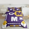 thumbnail image 3 of Manfei Minnesota Monogrammed M Full Size Comforter Sets,Geometric Hexagon Bedding Comforter Set,Purple White Yellow Bedding Sets For Boy Teens,Ultra Soft Bedroom Decor Reversible,3 Pieces, 3 of 9