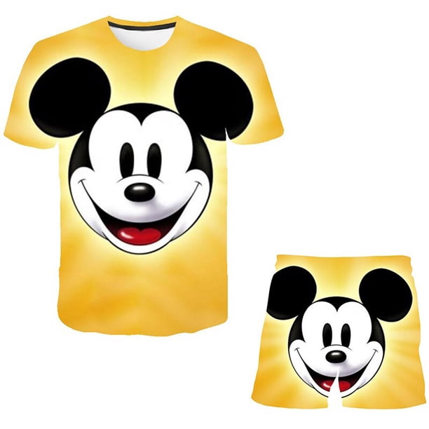 Baby Mickey Mouse Sets Girls Fashion Disney Suits Summer Short Sleeve Tops Tees+Short Trousers 2pcs/Outfits Clothing 1-14 Years8T Gao Jinjia LED