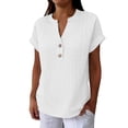 thumbnail image 2 of SDNall Women's Short Sleeve Shirt, V-Neck Button Down Blouse in Soft Breathable Fabric, Loose Fit Casual and Dressy Tops for Women, Versatile for Summer and Daily Wear, 2 of 8