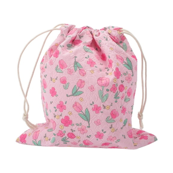 Unique Bargains 1 Pc Small Avatar Drawstring Makeup Bag for Travel Pink Polyester