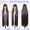 thumbnail image 4 of QUEENTAS 42 Inch Brown Wig with Bangs Long Brown Wigs for Women Synthetic Straight Hair Party Daily Wear to Easy Apply, 4 of 9
