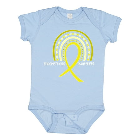 

Inktastic Endometriosis Awareness Yellow Ribbon Rainbow Gift Baby Boy or Baby Girl Bodysuit
