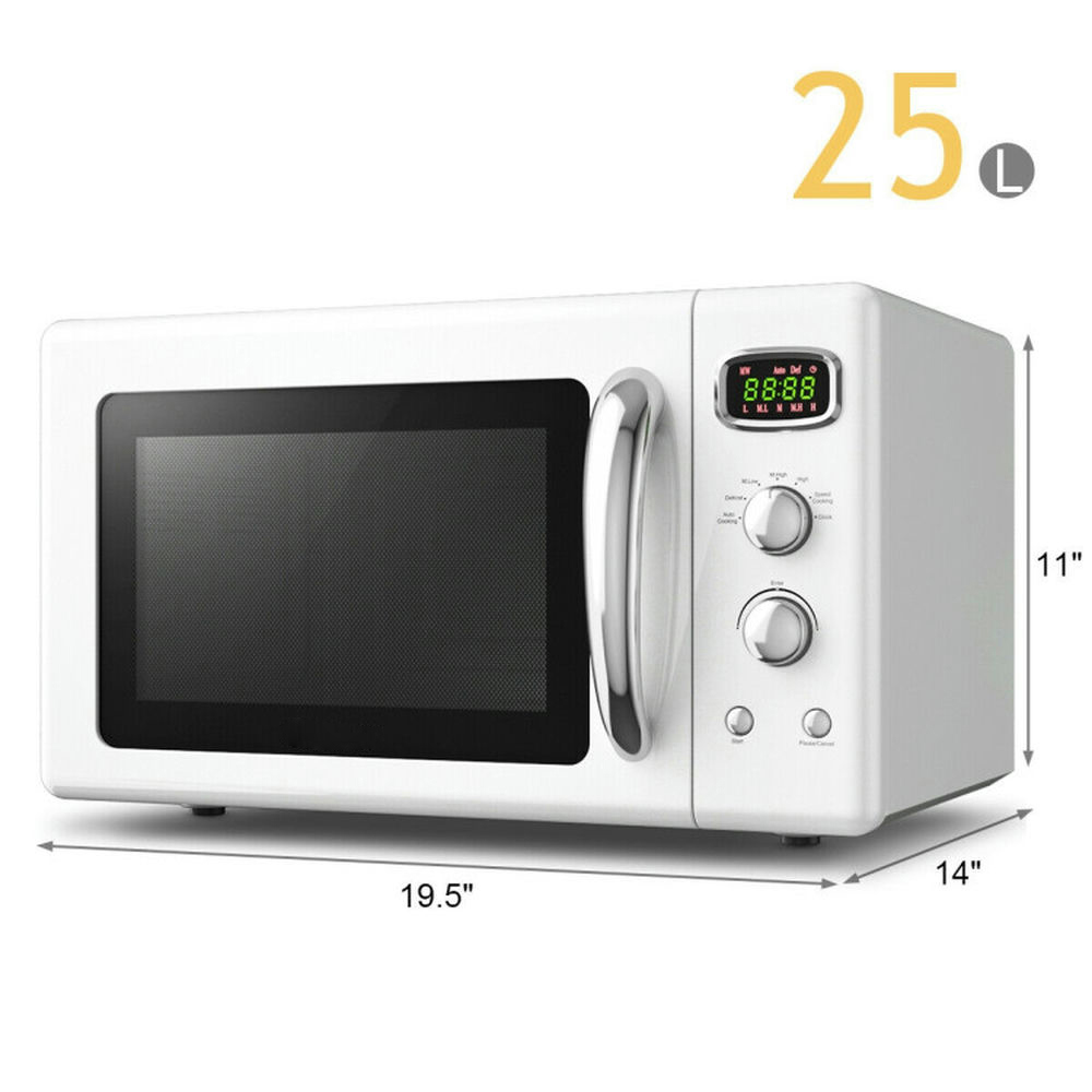 Barara King 0.9 Cu.ft Retro Countertop Compact Microwave Oven-White
