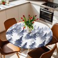 thumbnail image 2 of Pine Tree Elastic Fitted Round Table Cover Nature Foggy Forest Blue Ombre Waterproof Outdoor Tablecloth for Holiday Party, Picnic, Patio & Dining Fits Tables Up to 36"-44", 2 of 8