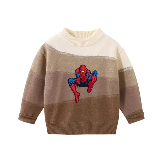 Nuevo suéter para niños de Los Vengadores Spiderman otoño e invierno 2024 nuevo suéter de Capitán América camisa de punto para bebé niños