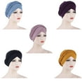 thumbnail image 4 of Bangcool Turban Cap Braided Polyester Solid Color Soft Beanie Hat Headscarf Hat for Women, 4 of 4