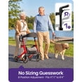 thumbnail image 6 of KEKOY Rollator Walker with Seat for Seniors, Walkers for Seniors with Seat, 400 lbs, K-Frame Reinforced, Hidden Brake Cables, 10" TPR All-Terrain Wheels, 8-Level Adjustable Height, Foldable, Red, 6 of 10