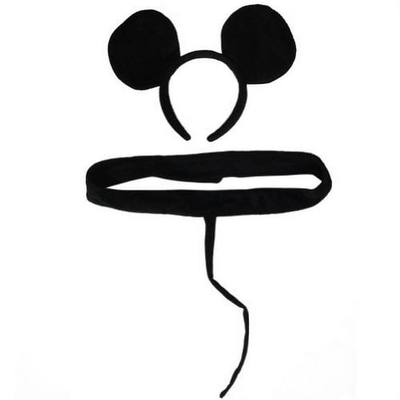 Black Mouse Headband Ears and Tail Costume Set