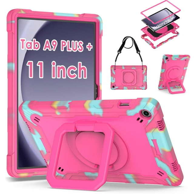 Funda DETUOSI para Samsung Galaxy Tab A9 Plus de 11 pulgadas con correa