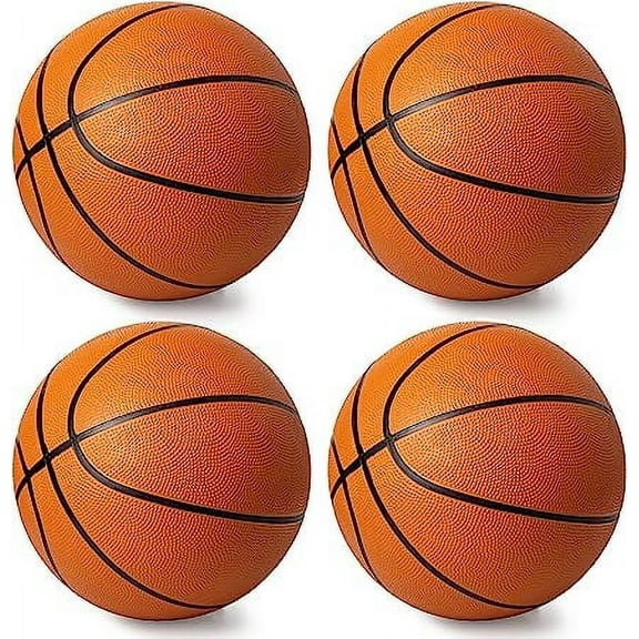 SereneLife 4 Pcs. Rubber Basketball Ball Indoor and Outdoor Basketball Games ACCSLBSKBG10