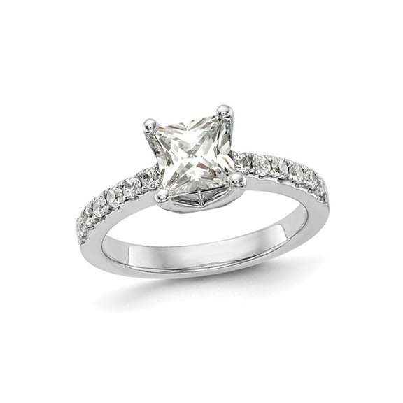 1.20 Carat (Ctw VS2, D-E-F) Certified Princess Lab-Grown Diamond By-Pass Engagement Ring in 14K White Gold for Women