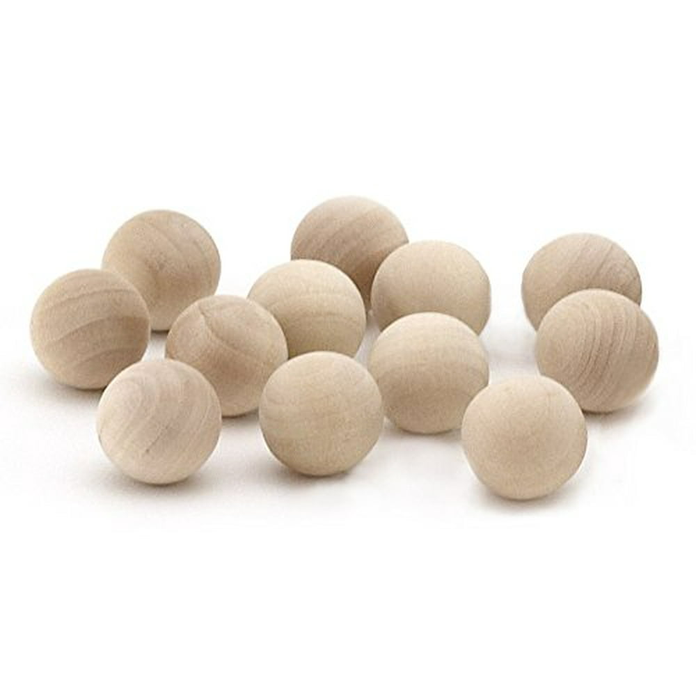 Wood Craft Balls - Unfinished Natural Wooden Ball - 1 Inches, 12 Pack ...