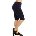 thumbnail image 3 of Women's Knee Length Cotton 21 Inch Outseam Shorts W/High Waistband Activewear/Leggings, Navy-3XL, 1 Pack, 3 of 4