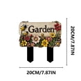 thumbnail image 4 of Opehuo Wooden Personalized Garden Sign with Stake,Welcome Plaques,Colorful Flower Markers for Outdoor Lawn Patio Yard,Flowers Sculptures for Patio Lawn Porch Backyard Markers,D, 4 of 5